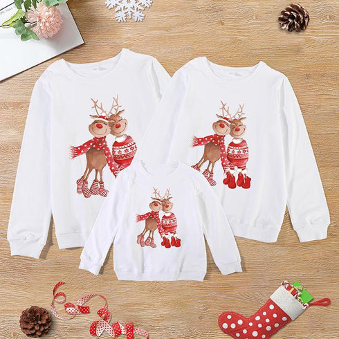 Christmas cartoon cute elk printed warm sweater family of three series